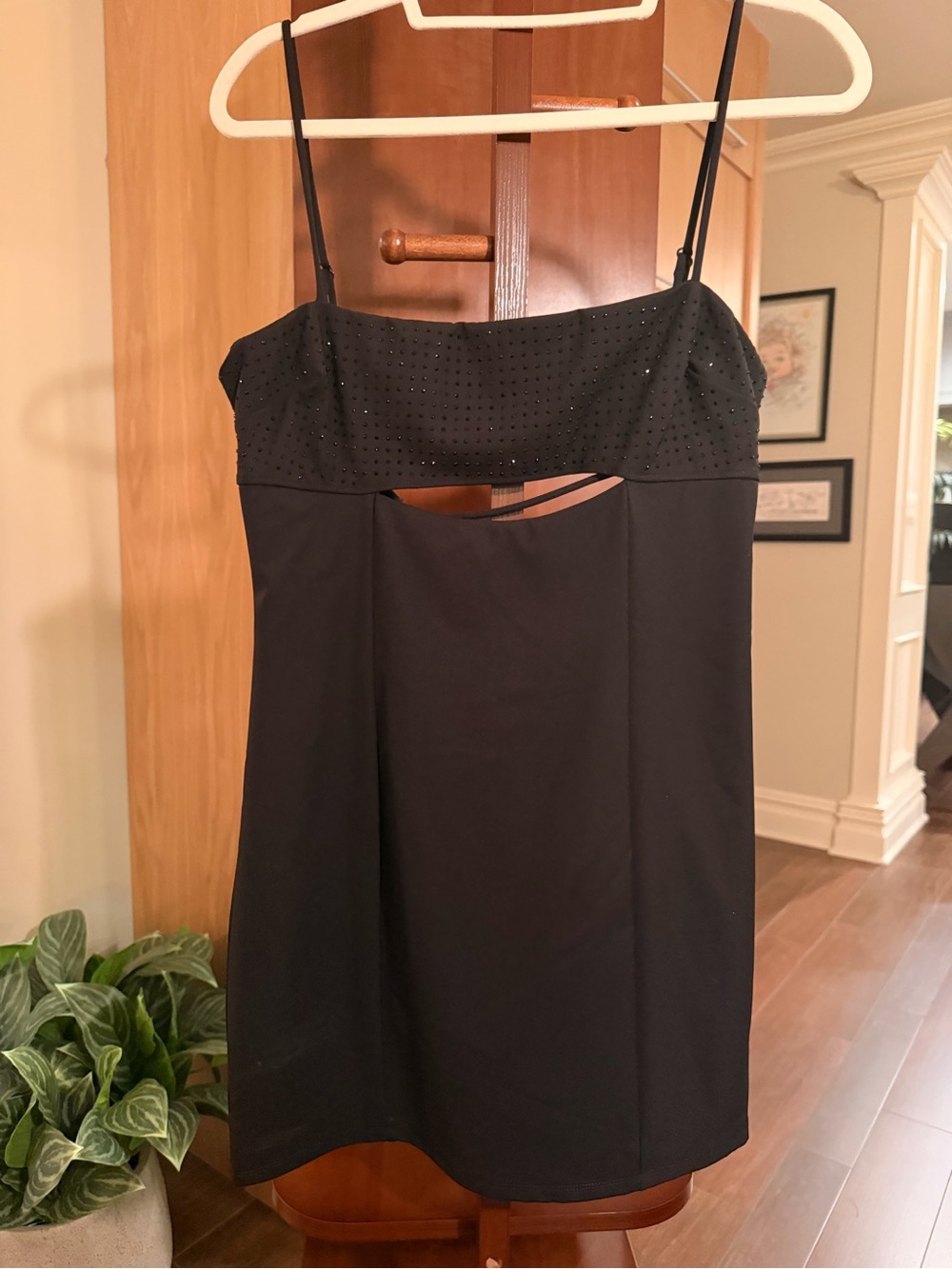 White Fox Boutique Black Mini Dress with Studded Bodice